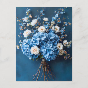 Blauwe Hortensia's en Witte Bloesems Briefkaart