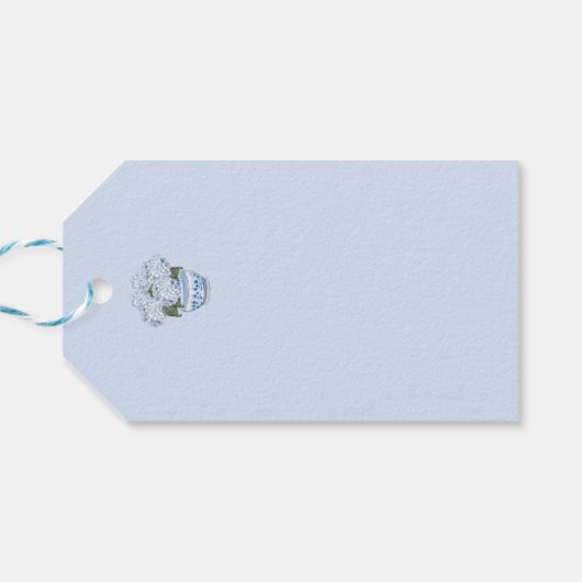 Blauwe hortensia's in Chinoiserie Pot Cadeaulabel (Achterkant Horizontaal)