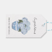 Blauwe hortensia's in Chinoiserie Pot Cadeaulabel (Voorkant (Horizontaal))