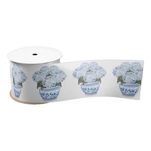 Blauwe hortensia's in Chinoiserie Pot Lint (Spoel)