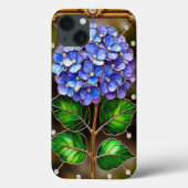 Blauwe hortensia's in Goud Lijst Case-Mate iPhone Case (Achterkant)