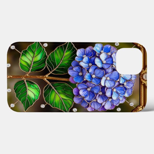 Blauwe hortensia's in Goud Lijst Case-Mate iPhone Case (Achterkant (horizontaal))