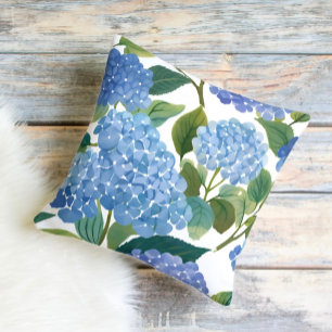 Blauwe Hortensia's Mooie Bloeiende Struik Kussen