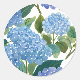 Blauwe Hortensia's Mooie Bloeiende Struik Ronde Sticker