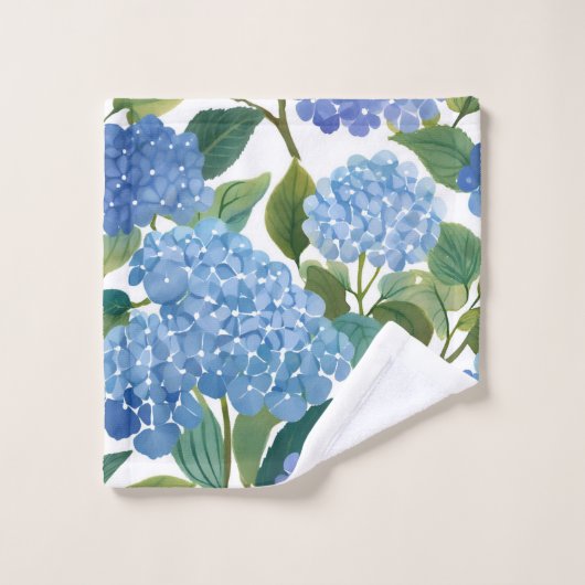 Blauwe Hortensia's | Mooie Bloeiende Struik Washandje (Wasdoekje)