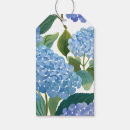 Blauwe hortensia's Mooie bloemblaadjes Bloem Cadeaulabel