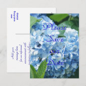 Blauwe Hortensia's Save our date ansichtkaart- aan Uitnodiging Briefkaart (Voorkant / Achterkant)