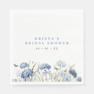 Blauwe Hortensia's & Vlinders Bruiloftsborrel Servet