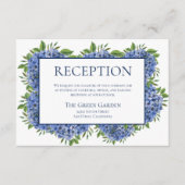 Blauwe Hortensia's Watercolor Trouwontvangstkaarte Informatiekaartje (Voorkant)