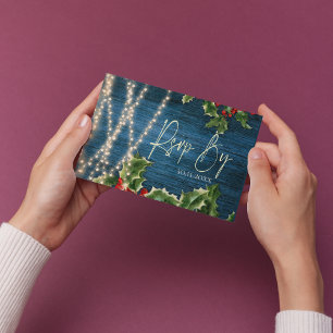 Blauwe Houten Strijklichten Kerstmis Bruiloft RSVP