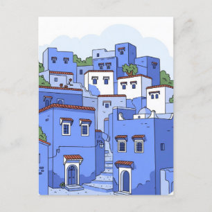 Blauwe Huizen in Chefchaouen Marokko Reizen Briefkaart