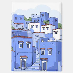 Blauwe Huizen in Chefchaouen Marokko Reizen Magneet