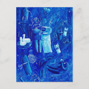 Blauwe Huwelijk Hedenkunst Schilderij Briefkaart
