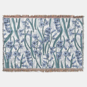 Blauwe Hyacint bloemen op wit Deken