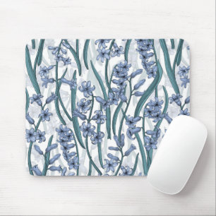 Blauwe Hyacint bloemen op wit Muismat