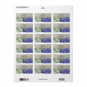 Blauwe hyacinth met witte bloemen etiket