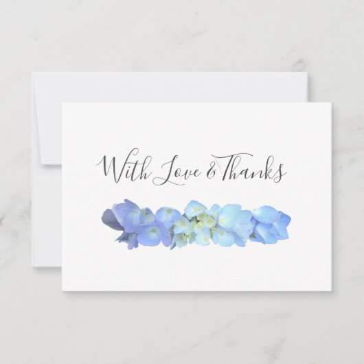 Blauwe Hydrangea Blank Bloemen Dank u Kaarten (Voorkant)