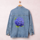 Blauwe Hydrangea Bloem Botanische Kunst Denim Jacket (Hangar)