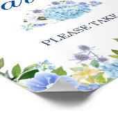 Blauwe Hydrangea Bloemen Bruiloft Favor Teken Post Poster (Hoek)
