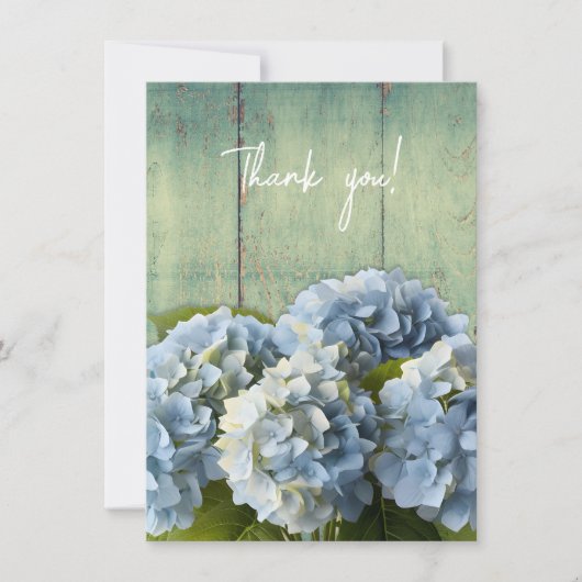 Blauwe Hydrangea bloemen dank u de Schrift Bedankkaart (Voorkant)