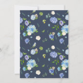 Blauwe Hydrangea Bloemen Krans Trouwen Kaart (Achterkant)