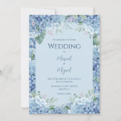 Blauwe Hydrangea Bloemen Moderne Bruiloft Kaart (Voorkant)