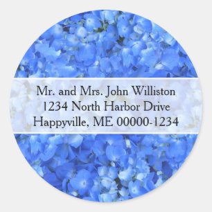 Blauwe Hydrangea Bloemen Ronde retour adreslabels Sticker