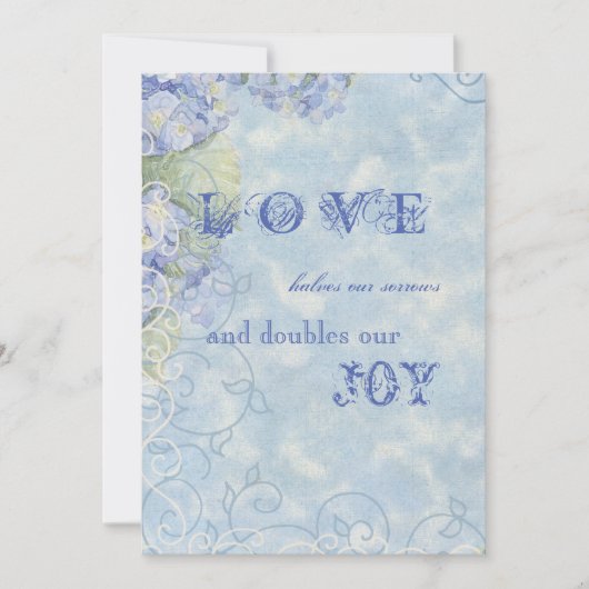 Blauwe Hydrangea Bloemenwervelingen - Uitnodiging  (Voorkant)