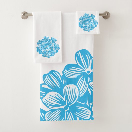 Blauwe hydrangea bloesems - Botanische bloemen Bad Handdoek (Insitu)