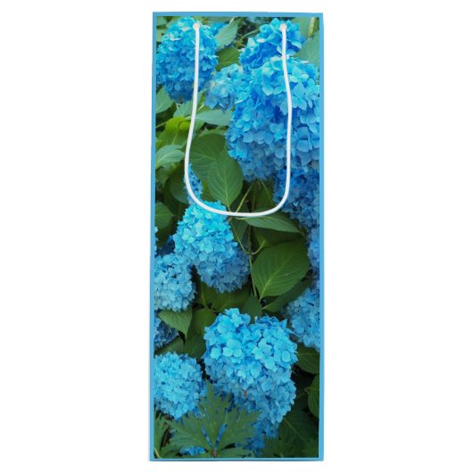 Blauwe hydrangea Blooms Floral Wijn Cadeautas (Voorkant)