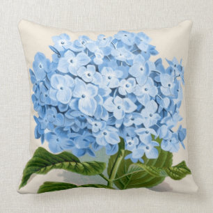 Blauwe hydrangea Botanische afdruk Kussen