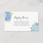Blauwe Hydrangea Botanische Bruids Display Douche Informatiekaartje (Voorkant)