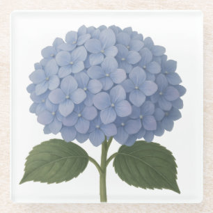 Blauwe Hydrangea Botanische Illustratie Design Glazen Onderzetter