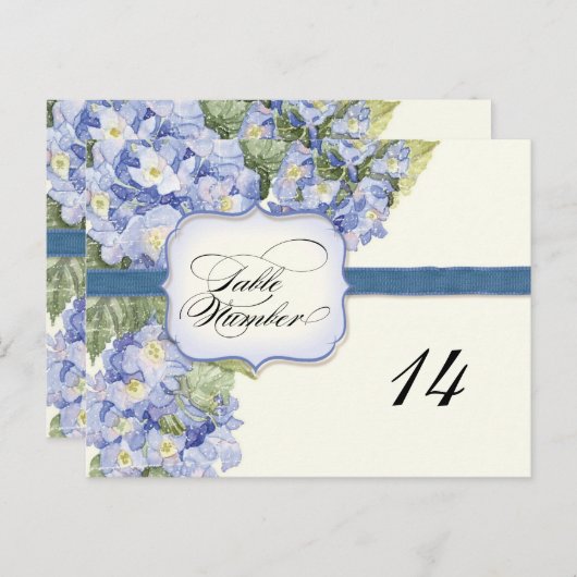 Blauwe Hydrangea Bracket Floral Formele Bruiloft Briefkaart (Voorkant / Achterkant)