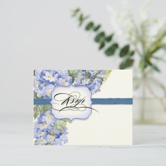 Blauwe Hydrangea Bracket Floral Formele Bruiloft Uitnodiging Briefkaart (Staand voorkant)