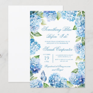 Blauwe Hydrangea Bruids Douche uitnodiging