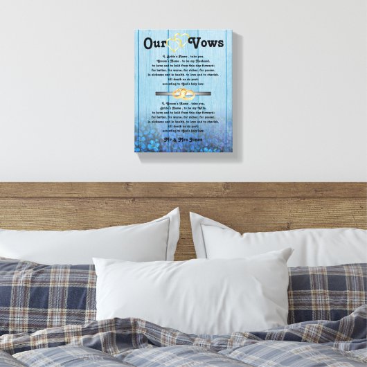 Blauwe Hydrangea bruiloft geloften op Canvas (Insitu (Slaapkamer))