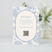 Blauwe Hydrangea Bruiloft QR Code Informatiekaartje (Staand voorkant)