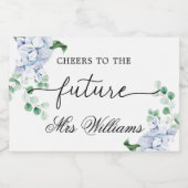 Blauwe Hydrangea Bruiloft Sparkling Wine Favor  Wijnetiket (Enkel label)