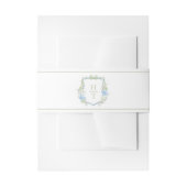 Blauwe Hydrangea Crest Trouw Monogram Uitnodigingen Wikkel (Voorkant Voorbeeld)