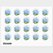 Blauwe Hydrangea en Cirkel Douche Favor Ronde Sticker (Vel)