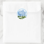 Blauwe Hydrangea en Cirkel Douche Favor Ronde Sticker (Tas)