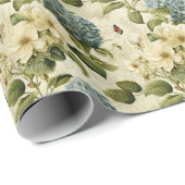 Blauwe Hydrangea en Vlinder Bloemen Cadeaupapier