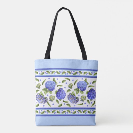Blauwe hydrangea Floral Botanisch patroon Tote Bag (Achterkant)