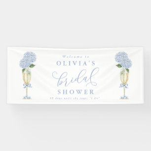 Blauwe Hydrangea & Gouden Champagne Welkom Groot Spandoek