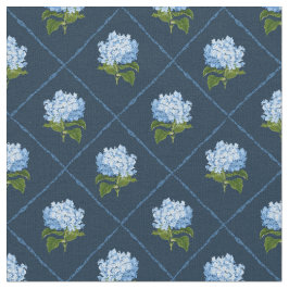 Blauwe Hydrangea Grandmillennial Navy Blue Stof
