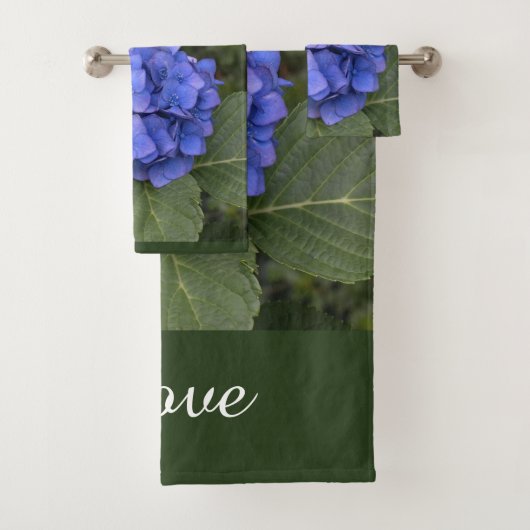 Blauwe Hydrangea Groene bladeren Bad Handdoek (Insitu)
