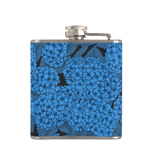 Blauwe hydrangea heupfles (Achterkant)