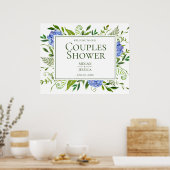 Blauwe Hydrangea Koppel Bruisbad Bord Poster (Keuken)