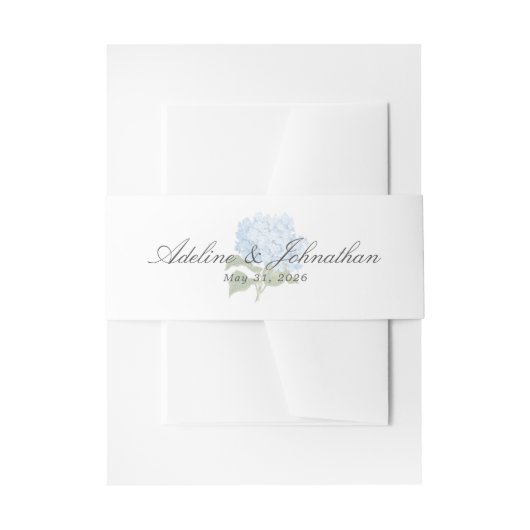 Blauwe Hydrangea Koppels Naam en trouwdatum Uitnodigingen Wikkel (Voorkant Voorbeeld)